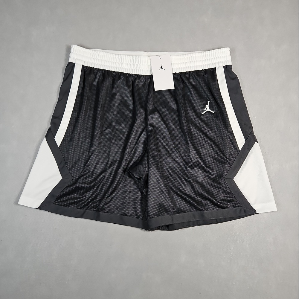 Jordan Womens Dri-FIT Dark Gray White Basketball Shorts Size XL NWT